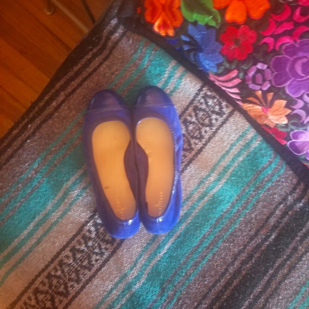 Shiny blue shoes